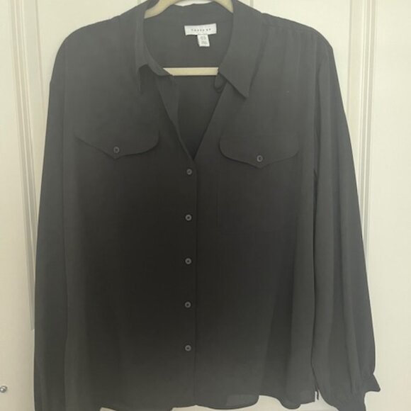 Topshop Sz 16 Black Blouse - Picture 1 of 2